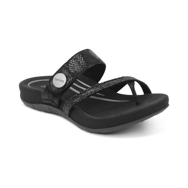 Aetrex Women's Izzy Adjustable Sandals Black Sandals UK 1531-286